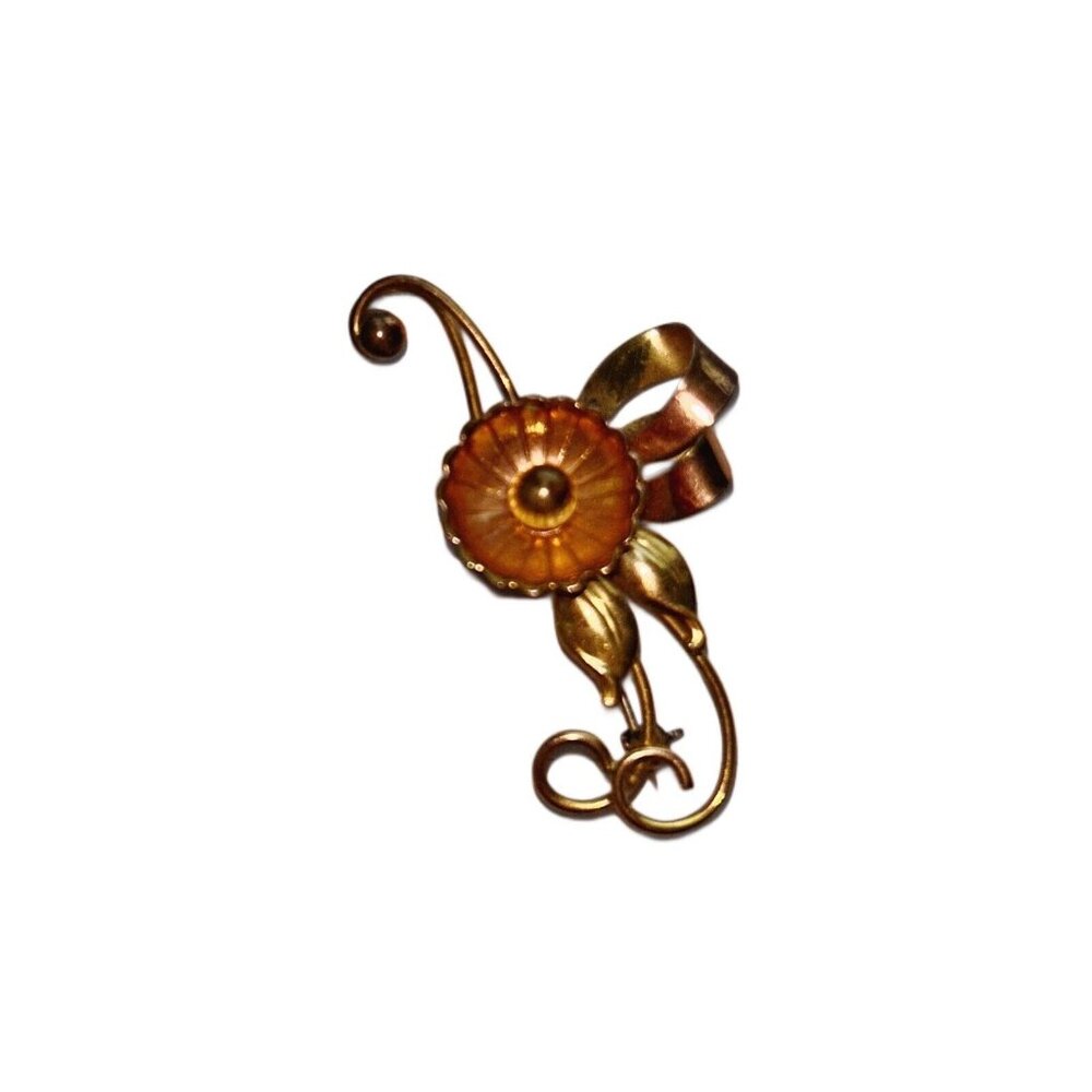 Vintage Harry Iskin Gold Filled Floral Brooch Pin Two Tone 1/12 12K Gold Filled